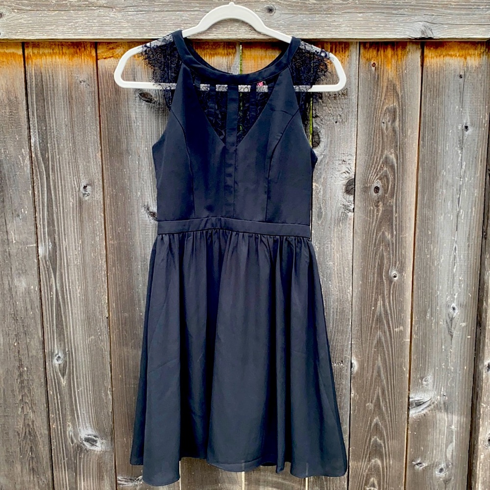 Fit and Flare Little Black Dress with Lace